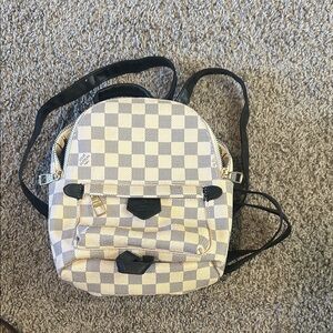Checkered Backpack with Black Accents